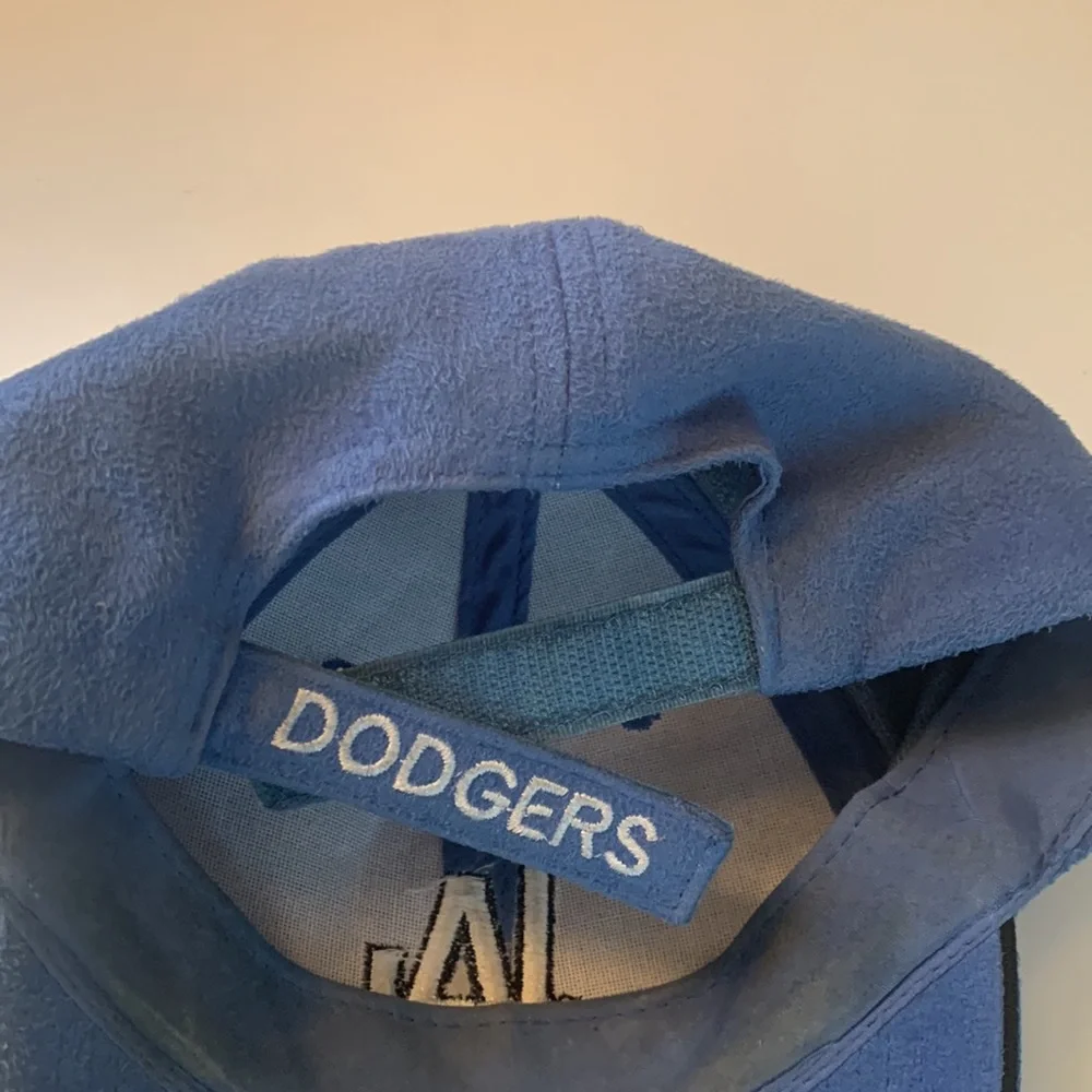 Los Angeles Dodgers light blue sueded baseball cap with Farmer John patch